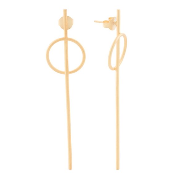 SHAANTI JEWELS Gold Made In India 18kt Gold Plated Linear Earrings - Picture 1 of 2